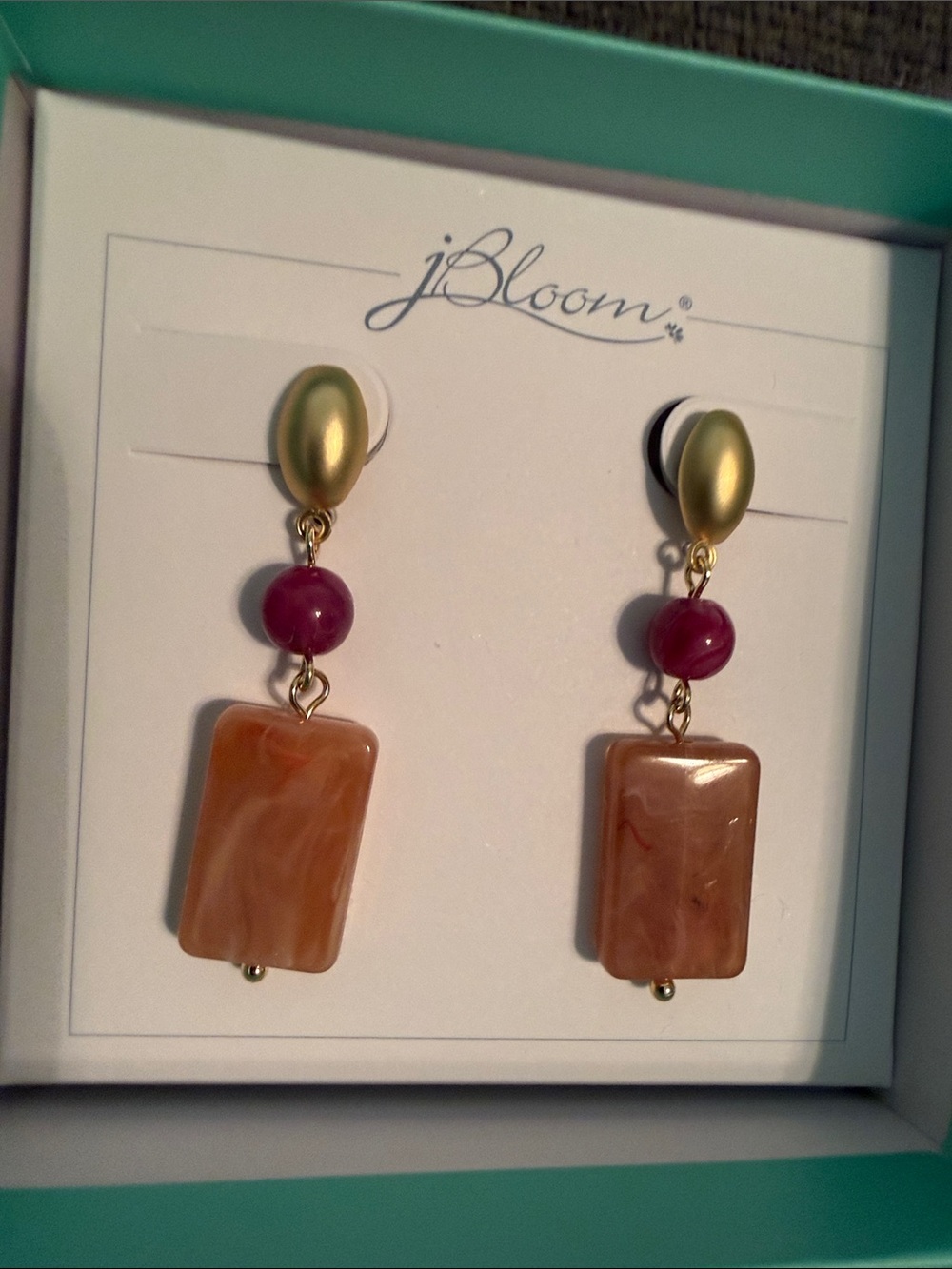 bloom Gold, Magenta and Peach Drop Earrings